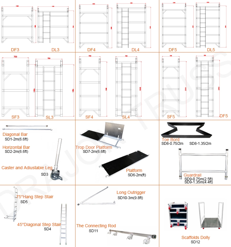 Wholesale Custom New Portable Hot Sale Aluminum Moving Mobile Scaffold with Safety Ladder CE TUV SGS