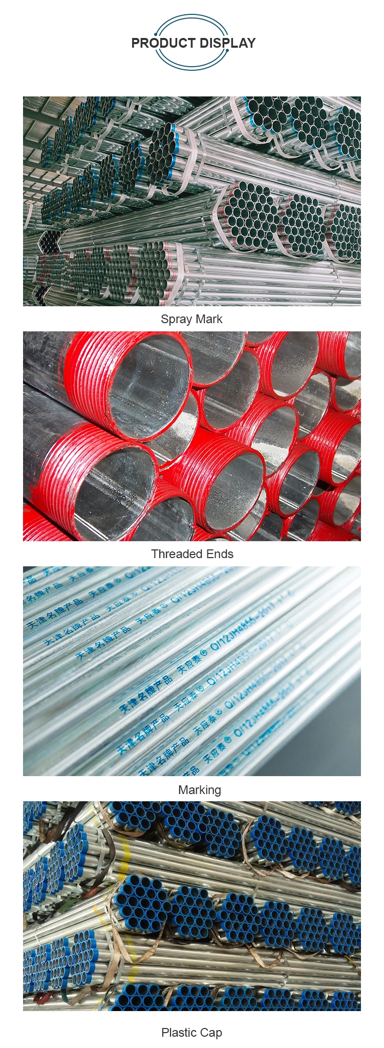 Galvanized Carbon Mild Steel Pipe for Scaffolding Greenhouse with Low Price